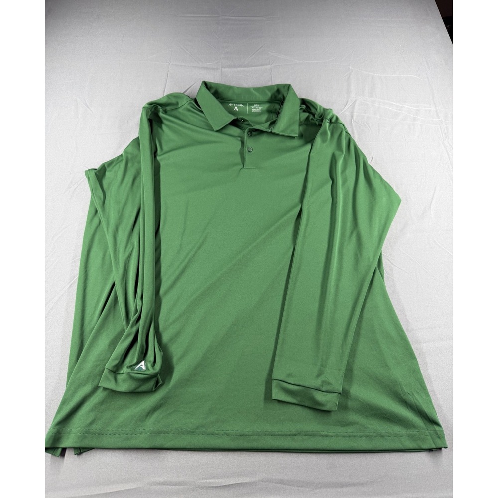 Antigua Mens XXL Long Sleeve Performance Golf Polo Shirt Green 2XL Polyester